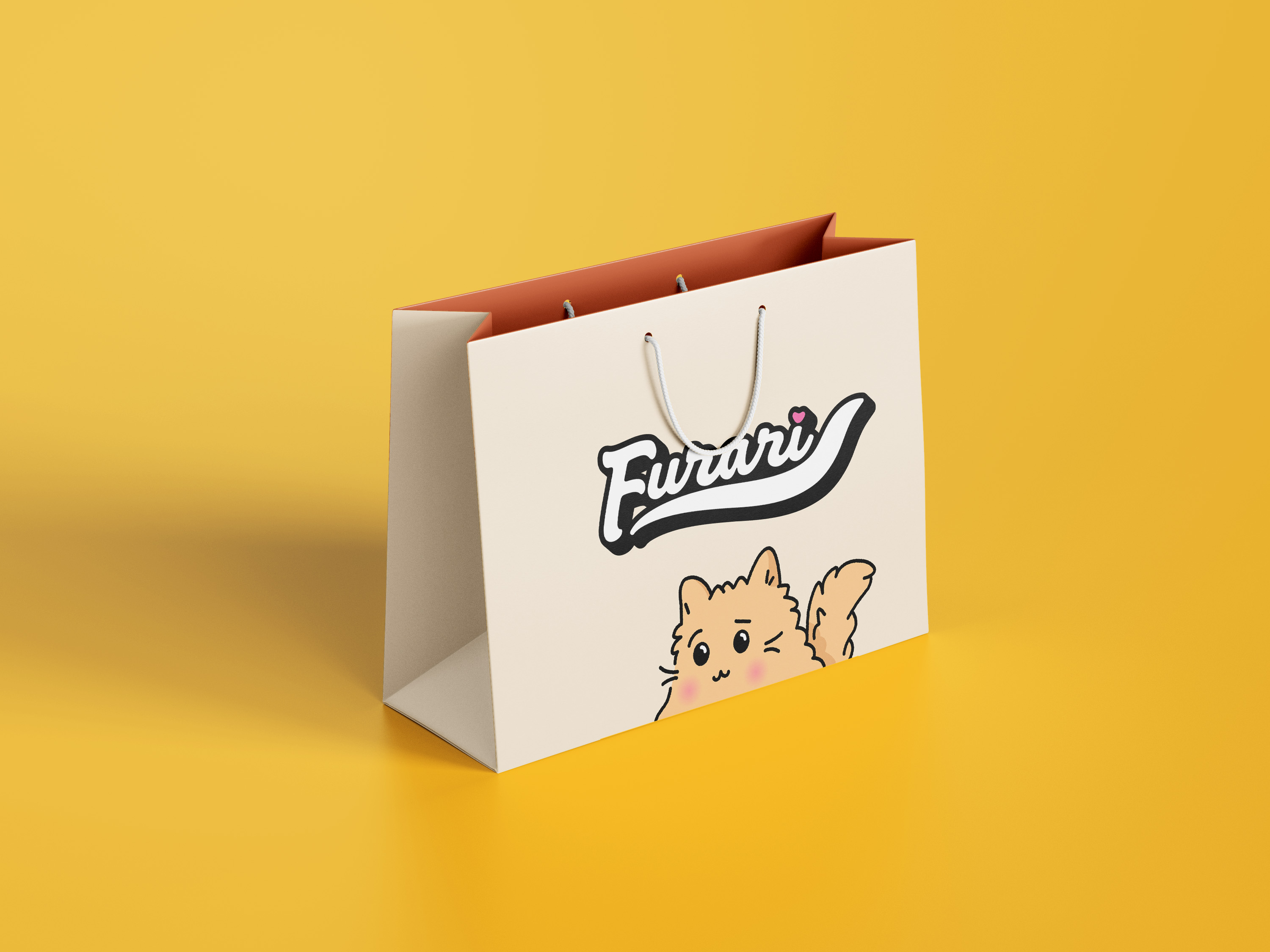 Furari branded bag on yellow background